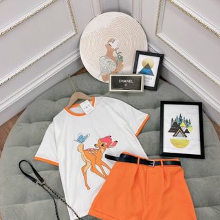Sét áo phông nai - quần sóc cam siêu hót. Áo cotton tàu xịn đẹp