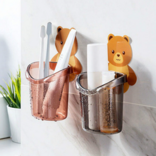 Combo 2 Cốc Gấu dán tường đựng bàn chải