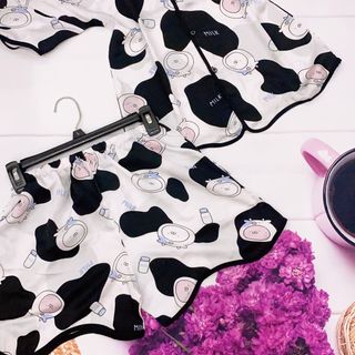 Đồ bộ nữ pijama bò sữa lượn sóng Đùi