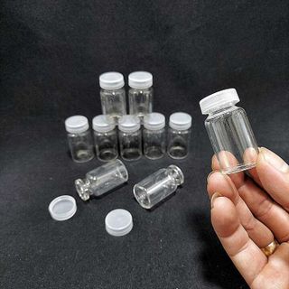 Lọ thủy tinh nhỏ 7ML mẫu trụ tròn - nắp nhựa trắng – Lọ đựng tinh dầu - Lọ chiết nước hoa làm mẫu thử, tặng kèm – Chai thủy tinh nhỏ đựng mật gấu, serum, dược phẩm, hóa chất, kim tuyến giá sỉ