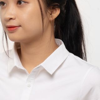 Áo thun cotton nữ cổ trụ màu Trắng Sữa