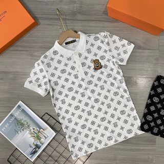 ÁO THUN CỔ TRỤ NAM NỮ THÊU HỌA TIẾT L.V.