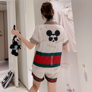 Đồ ngủ đồ mặc nhà đùi pijama mickey mouse chất lụa quãng châu cao cấp giá sỉ