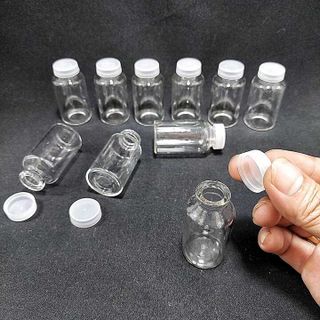 Chai thủy tinh nhỏ 20ML mẫu trụ tròn - nắp nhựa trắng – Lọ đựng tinh dầu - Lọ chiết nước hoa làm mẫu thử, tặng kèm – Lọ thủy tinh nhỏ đựng mật gấu, serum, dược phẩm, hóa chất, kim tuyến