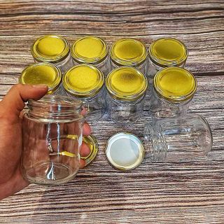Hũ đựng gia vị 200ML nắp thiếc vàng - Hủ chưng yến - Hũ làm sữa chua - Lọ đựng sữa chua , dầu dừa, thực phẩm, mỹ phẩm, hũ đựng gia vị
