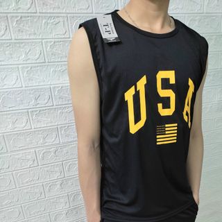 Bộ ba lỗ thể thao in USA chất thun lạnh siêu thoáng mát