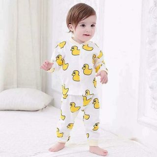 Bộ dài tay cúc giữa cotton giấy