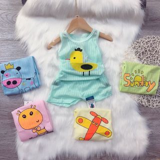 Bộ quần áo trẻ em cotton giấy màu cho bé sơ sinh đến 16kg giá sỉ