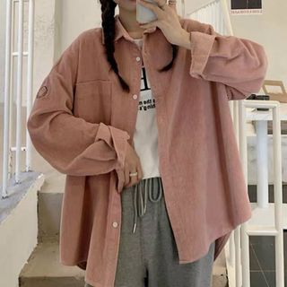 Áo khoác sơ mi nhung tay in mặt cười dễ thương giá sỉ