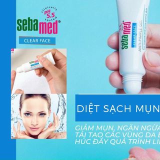 Gel giảm mụn kháng khuẩn, làm dịu da giảm thâm Sebamed pH5.5 Clear Anti Pimble Gel 10ml [ ]