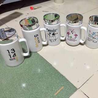 Ly sứ nắp soi gương 350ml