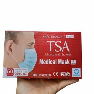 KHẨU TRANG VẢI KHÁNG KHUẨN TSA 4 LỚP (HỘP 50 CHIẾC)