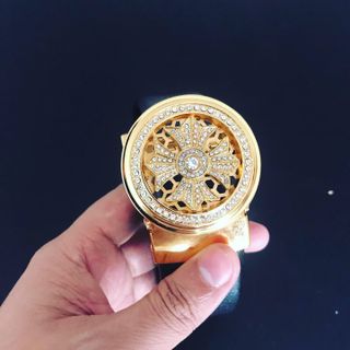 Thắt lưng nam mặt mạ vàng, đính đá cực chất, da bò nguyên miếng, dây nịt da nam Cao Cấp