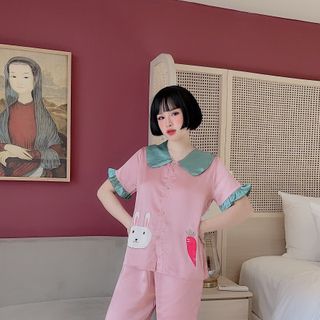 PIJAMA SATIN TIỂU THƯ CỔ TO TNQD