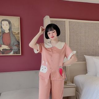 PIJAMA SATIN TIỂU THƯ CỔ TO TNQD