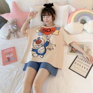 Sét bộ ngủ cotton in hình