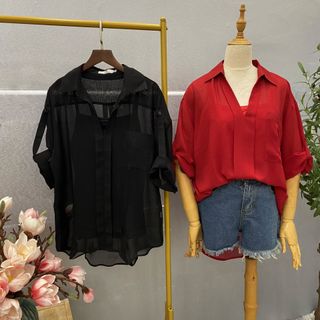 Set áo chinfon đen có Bách hàng thiết kế kèm áo dây xinh xắn