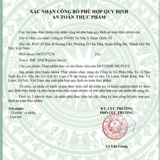 THỰC PHẨM BẢO VỆ SỨC KHOẺ DETOXMUNE PLUS