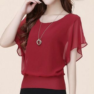 Áo voan tay dơi trang nhã hàng thiết kế