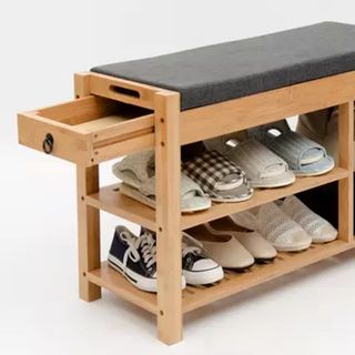 Kệ để để giày kết hợp với ghế ngồi và ngăn kéo phía trên