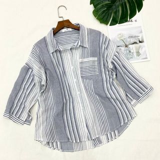 Áo sơ mi sọc 1 túi tay lửng - Hàng thiết kế