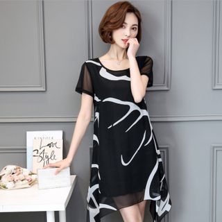 Đầm voan dáng suông dành cho người mập bụng dưới 80Kg