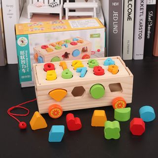 Xe thả gỗ hình học đồ chơi cho bé