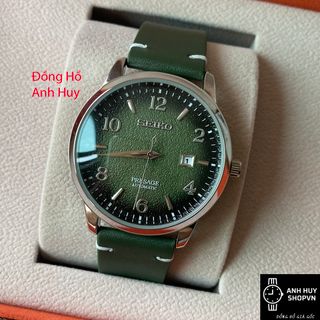 Đồng Hồ Nam SEI.KO Máy pin Mặt Xanh cốm kính sapphire chống xước - Đồng hồ nam dây da