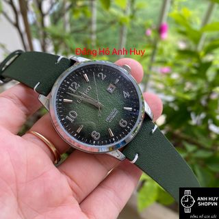 Đồng Hồ Nam SEI.KO Máy pin Mặt Xanh cốm kính sapphire chống xước - Đồng hồ nam dây da
