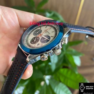 Đồng Hồ Nam G.LASS - Đồng hồ nam dây da thiết kế lỗ thoáng khí, Máy pin Mặt Tròn Trắng viền Xanh