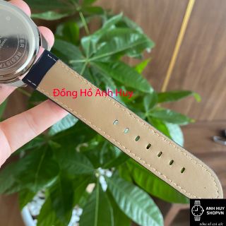 Đồng Hồ Nam G.LASS - Đồng hồ nam dây da thiết kế lỗ thoáng khí, Máy pin Mặt Tròn Trắng viền Xanh