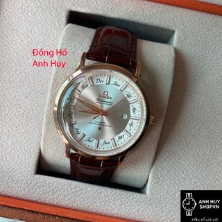 Đồng Hồ Nam Máy pin Mặt Tròn Vàng Kim Số La Mã - Đồng hồ nam dây da