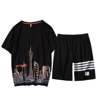 Đồ Bộ Nam Nữ Chất Thun Lười Mè Mềm Mịn Hình Thành Phố Cá Tính