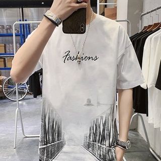 Áo Thun Nam, Áo Phông Nam Cổ Tròn In Hình Cây Cầu, Vải Cotton mặc mát, thoáng khí