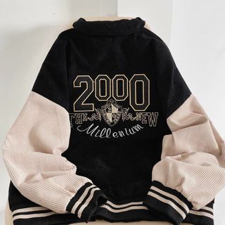 Áo khoác nhung kiểu bomber logo in 2000 sắc nét không bong tróc giá sỉ