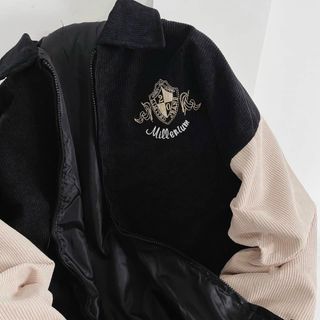 Áo khoác nhung kiểu bomber logo in 2000 sắc nét không bong tróc