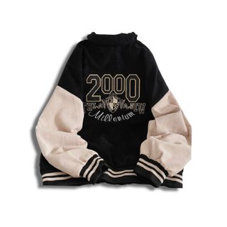 Áo khoác nhung kiểu bomber logo in 2000 sắc nét không bong tróc