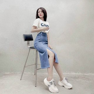 Chân váy dài nữ chữ A,xẻ tà ,bao đổi trả nếu hàng lỗi.