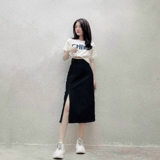 Chân váy dài nữ chữ A,xẻ tà ,bao đổi trả nếu hàng lỗi.
