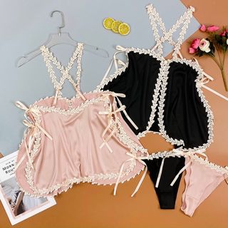 Bộ đùi 2 dây sexy yếm chất lụa QC cao cấp giá sỉ