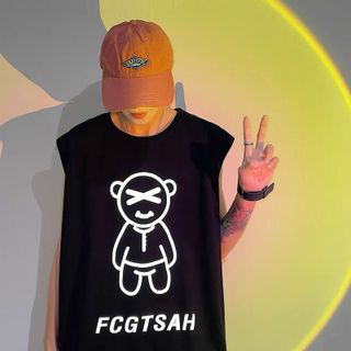 Áo thun ba lỗ phản quang bạc gấu FCGTSAH chất cotton 4 chiều dày mịn