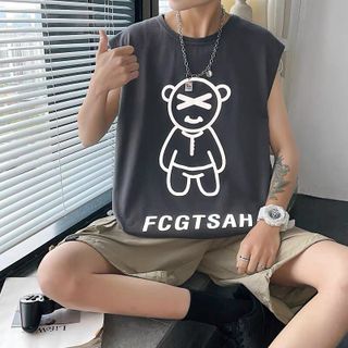 Áo thun ba lỗ phản quang bạc gấu FCGTSAH chất cotton 4 chiều dày mịn