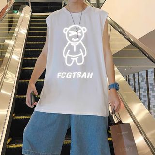 Áo thun ba lỗ phản quang bạc gấu FCGTSAH chất cotton 4 chiều dày mịn