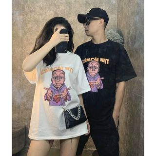 Áo thun tay lỡ nam nữ in CÒN CÁI NỊT chất thun cotton co giãn không bong tróc
