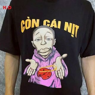 Áo thun tay lỡ nam nữ in CÒN CÁI NỊT chất thun cotton co giãn không bong tróc