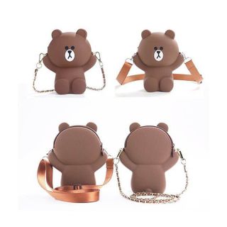 Túi đeo chéo gấu Brown silicon