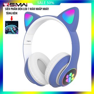 tai nghe bluetooth mèo chụp tai có đèn led 7 màu rực rỡ