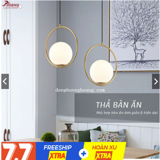 Đèn thả: Mẫu đèn thả cầu thủy tinh mạ vàng
