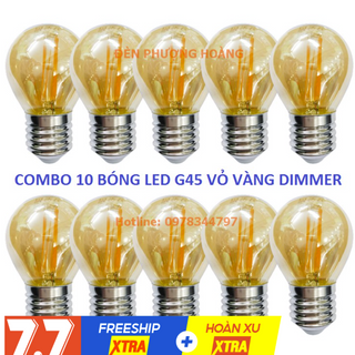 Combo 10 bóng led edison G45 vỏ màu vàng nắng - Đèn Phượng Hoàng giá sỉ