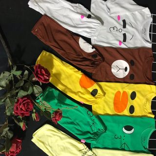 Bộ cotton nền trắng hình chuối dưa cộc cúc vai
